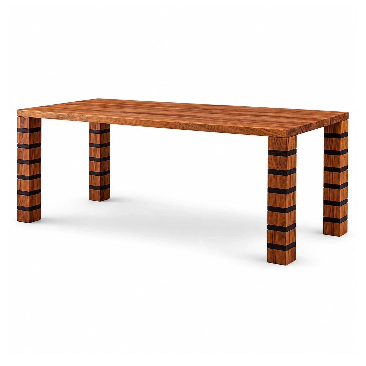 Wood Dining Table with Black Inlay Legs