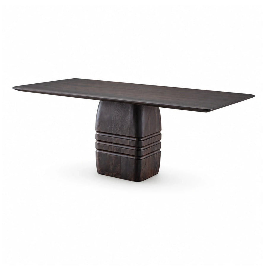 Dark Wood Rectangular Pedestal Dining Table