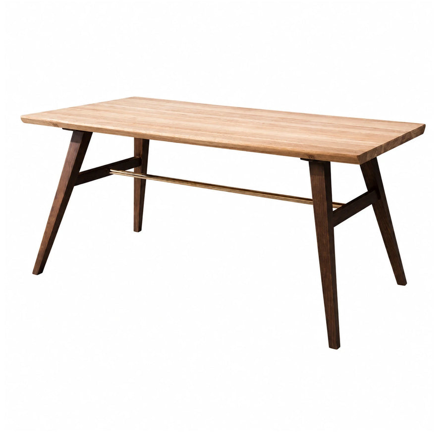 Two-Tone Wood Dining Table with Brass Crossbar
