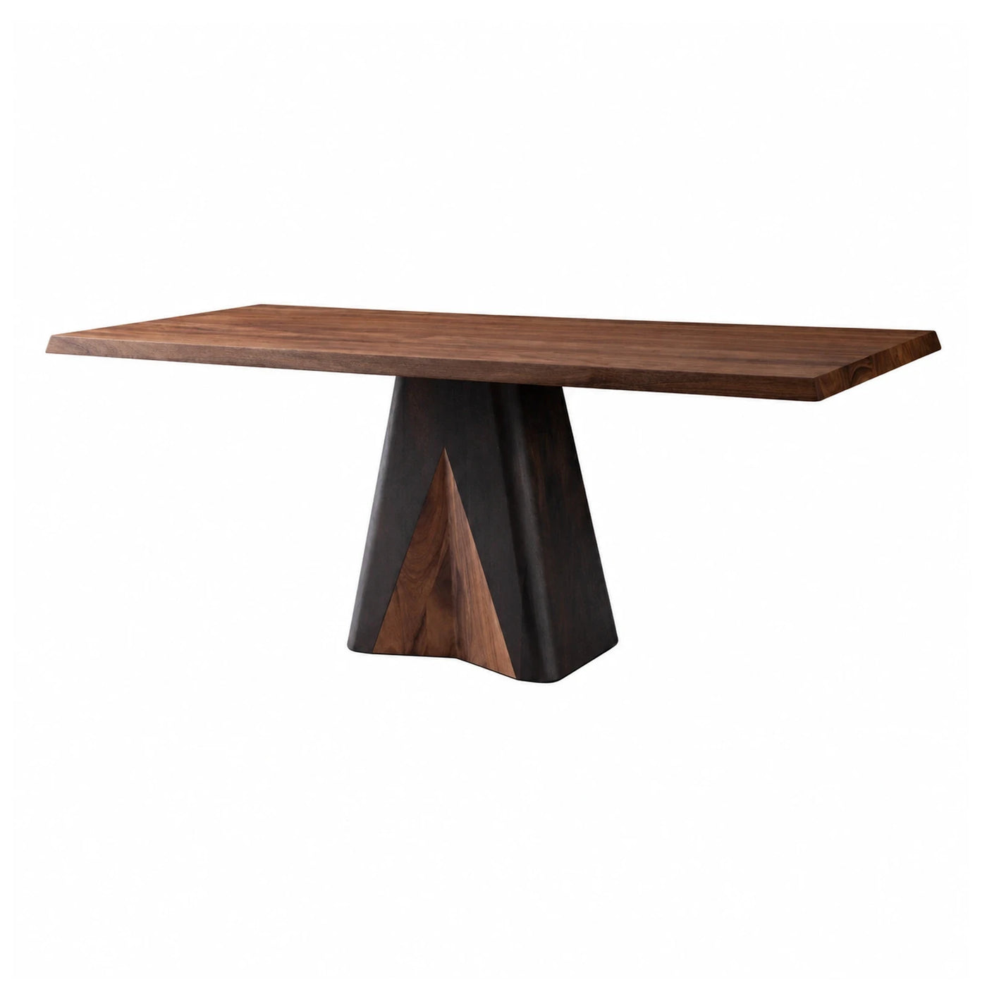 Walnut Wood Dining Table with Sculptural Base