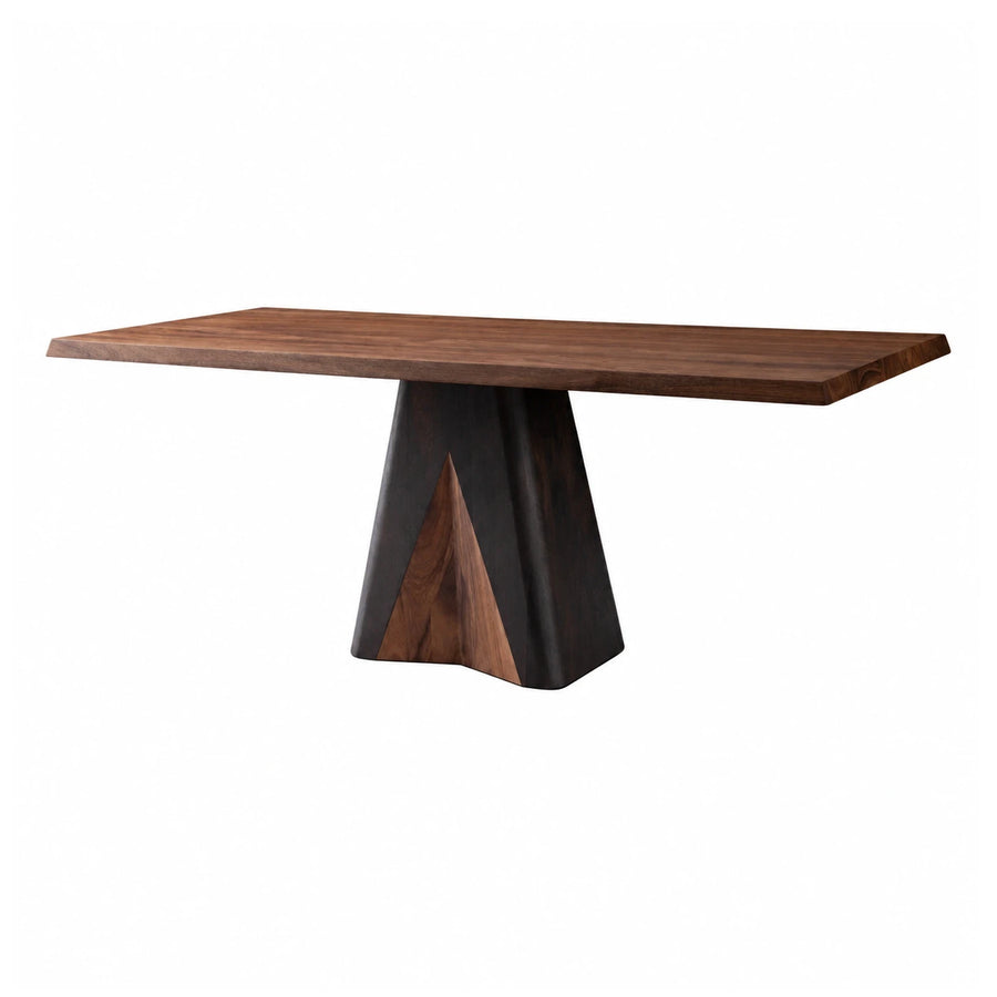 Walnut Wood Dining Table with Sculptural Base