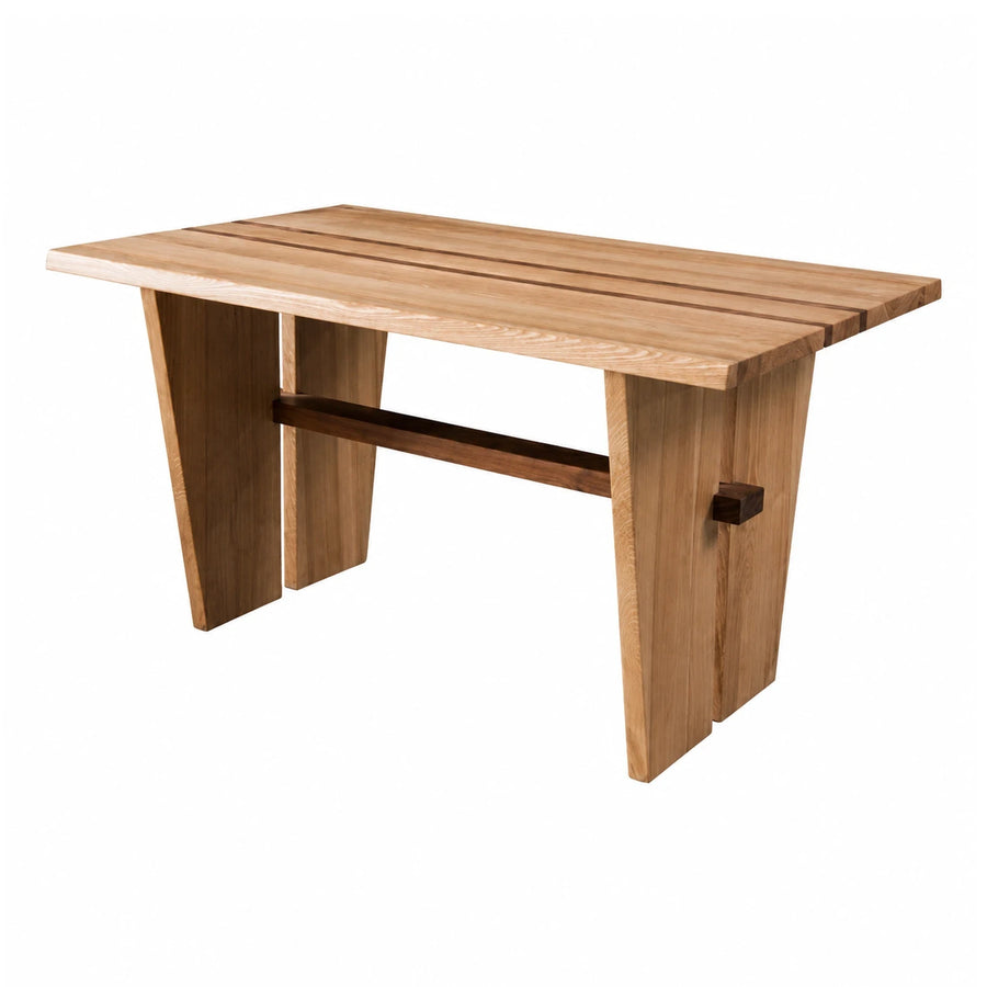 Solid Wood Dining Table with Dark Inlay Details