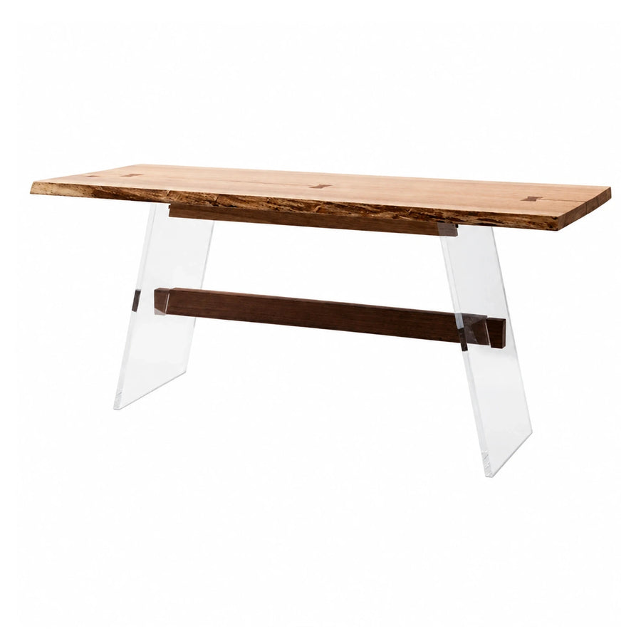 Live Edge Wood Console Table with Acrylic Legs