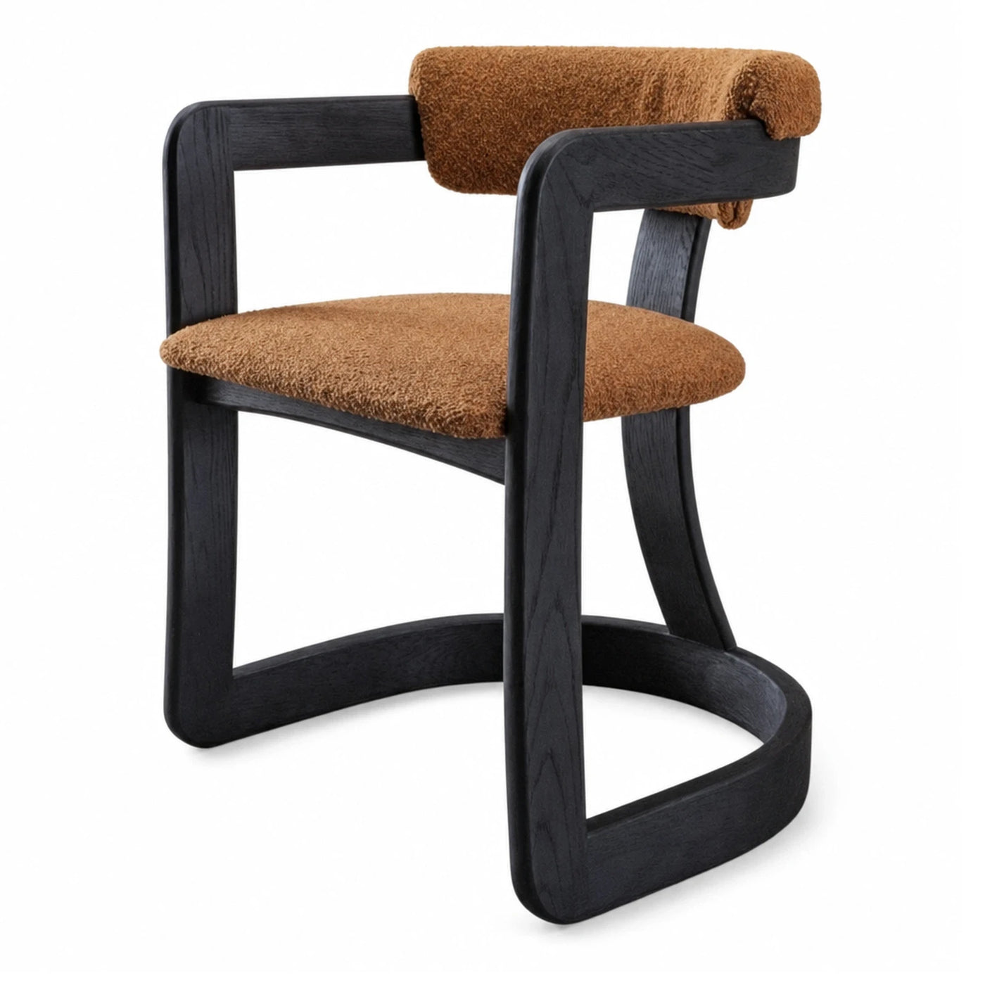 Black Wood Frame Boucle Accent Chair