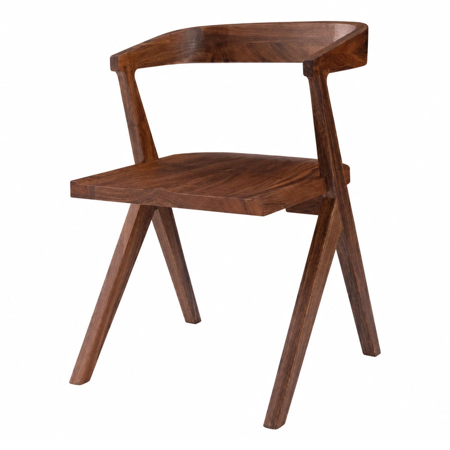 Solid Wood Dining Chair with Curved Backrest