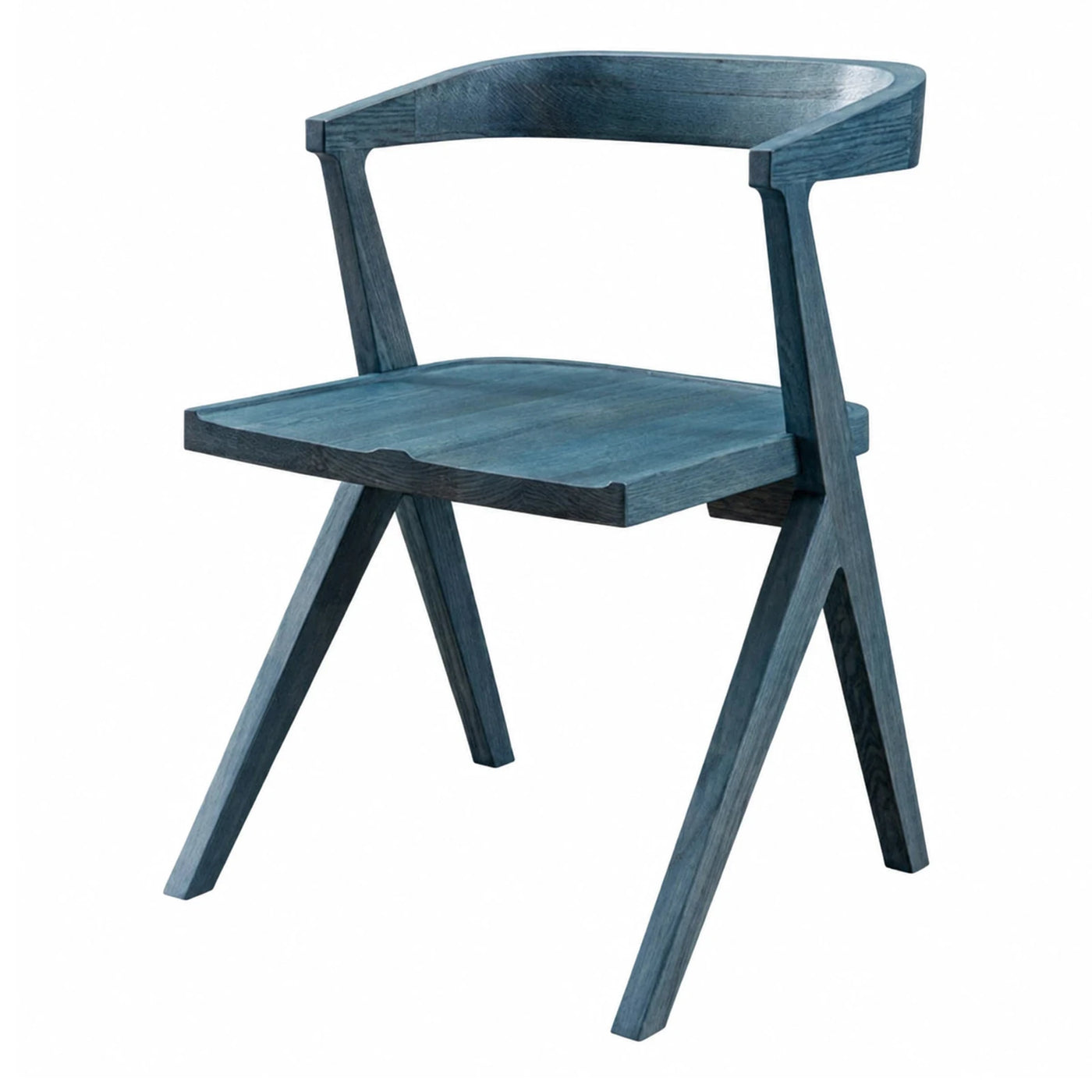 Blue Wooden Armchair with Cross Legs