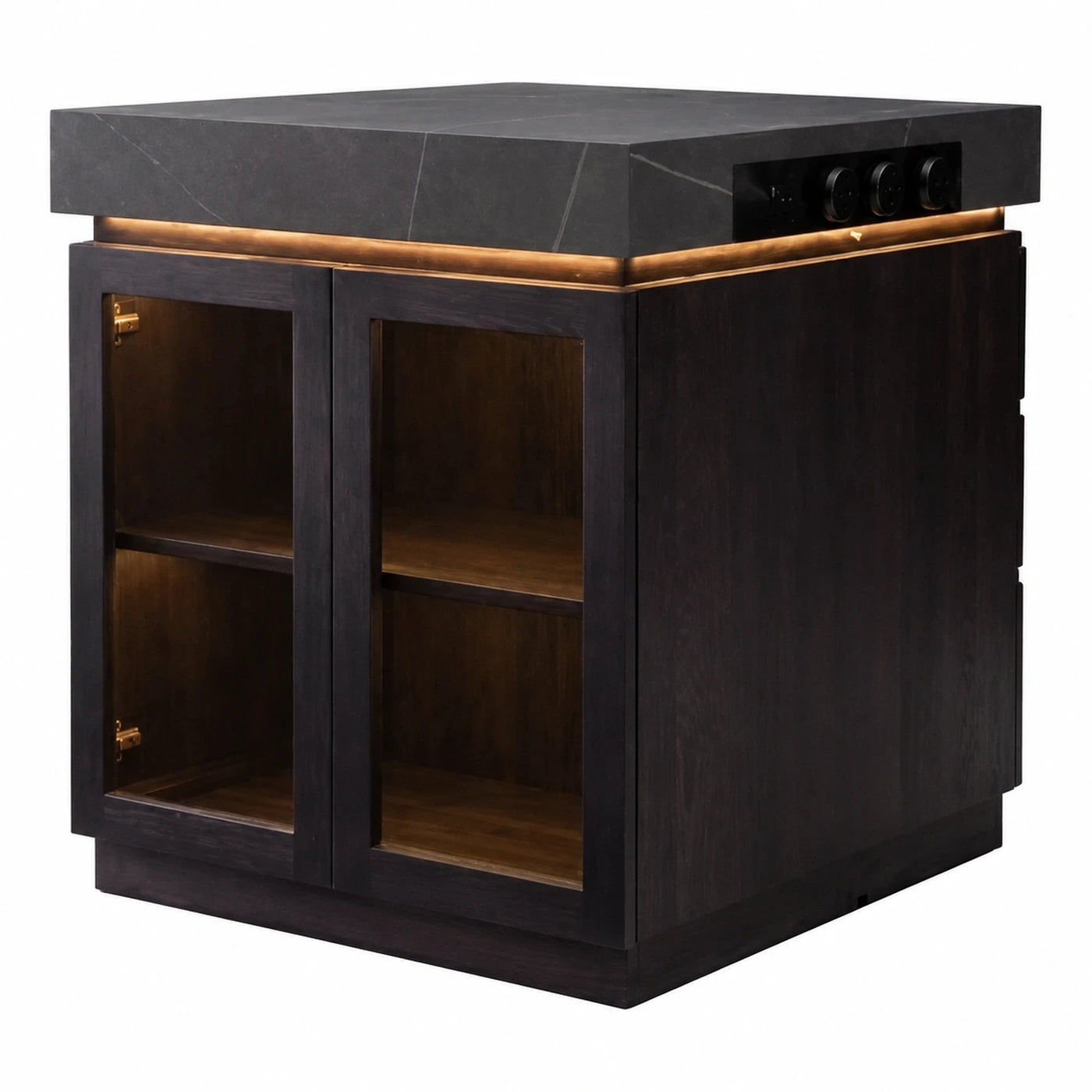 Dark Wood Kitchen Island with Stone Top