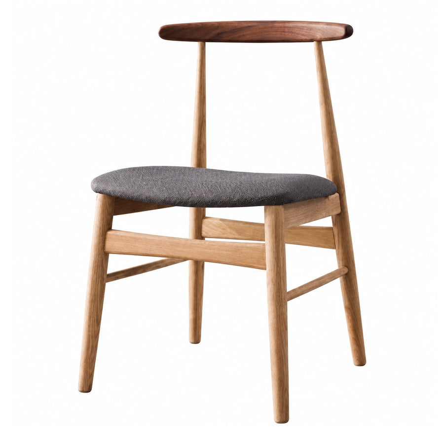 Wooden Dining Chair with Grey Fabric Seat