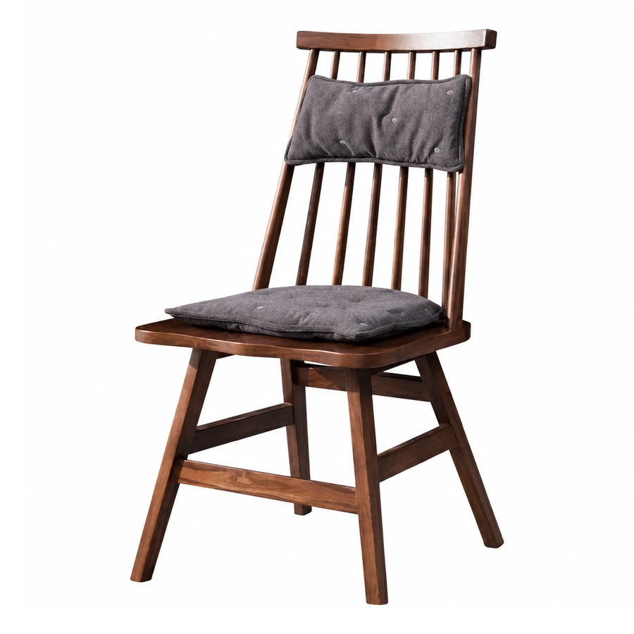 Walnut Wood Dining Chair with Grey Cushions