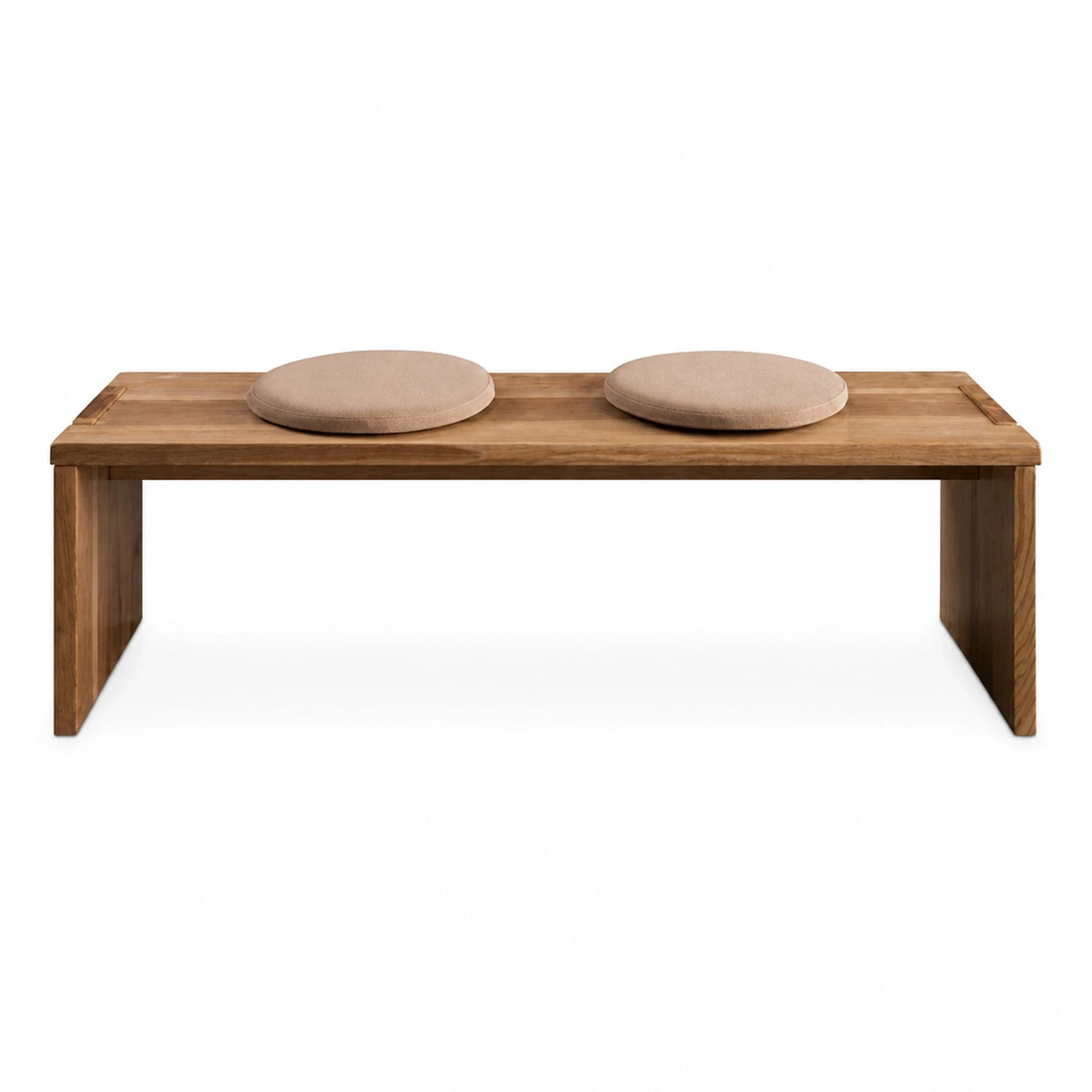 Wooden Bench with Round Cushions