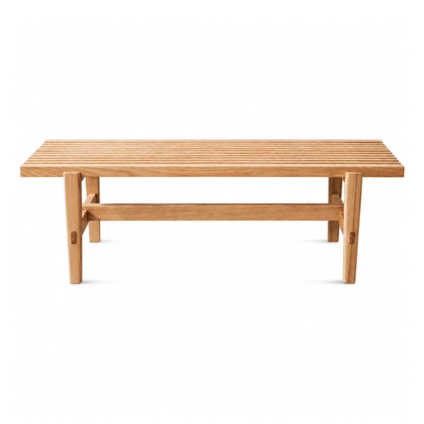 Solid Wood Slatted Bench with Cross Support