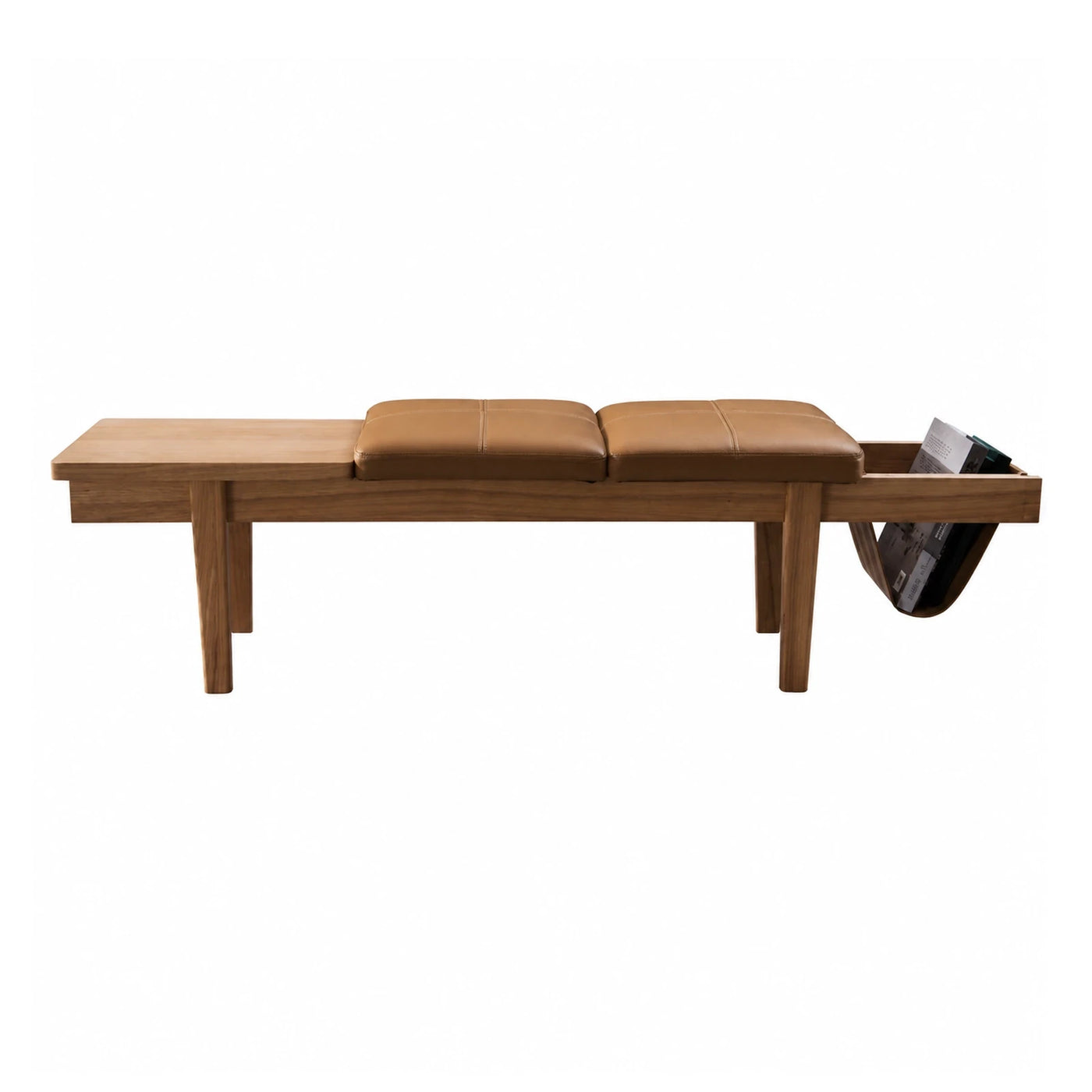 Wooden Storage Bench with Leather Cushions