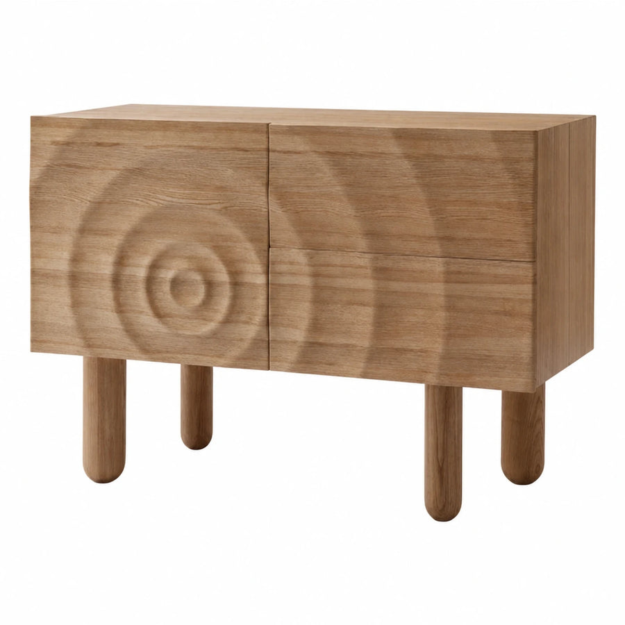 Wooden Sideboard with Concentric Circle Carving
