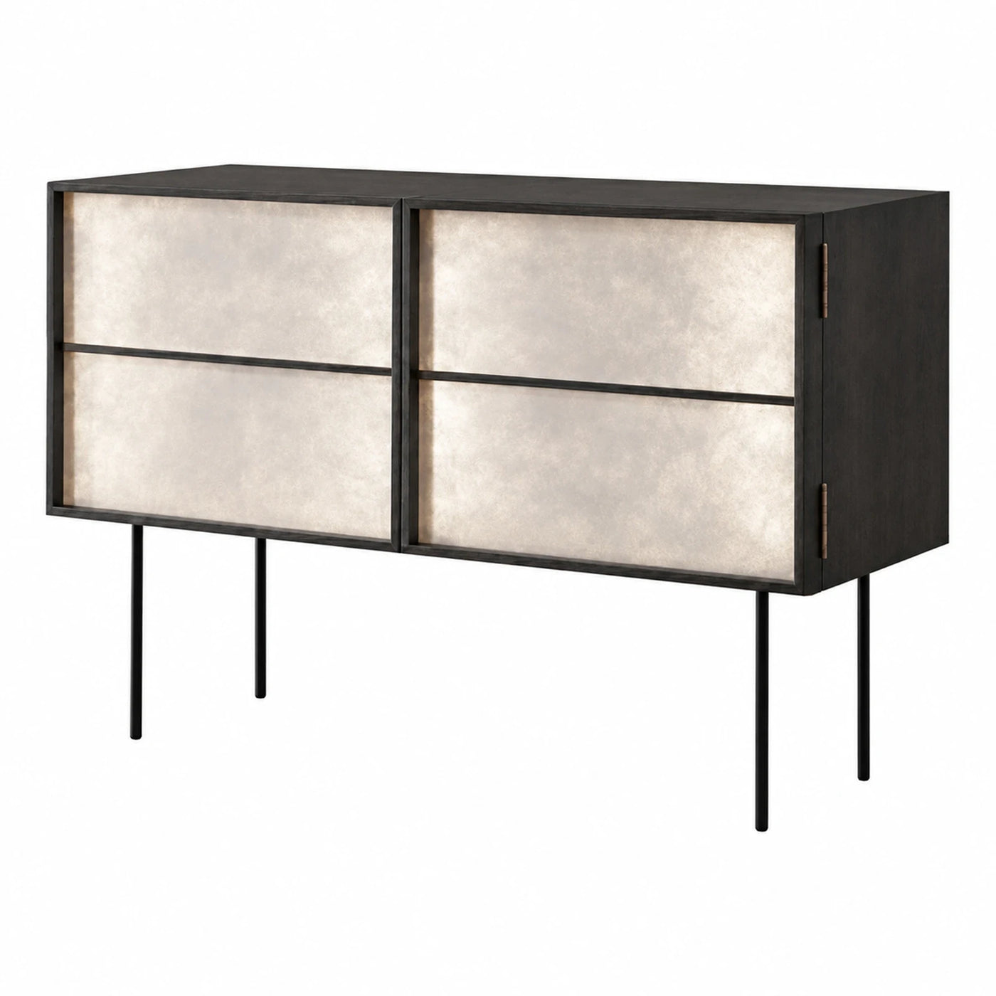 Black Wood Sideboard with Cream Sliding Doors