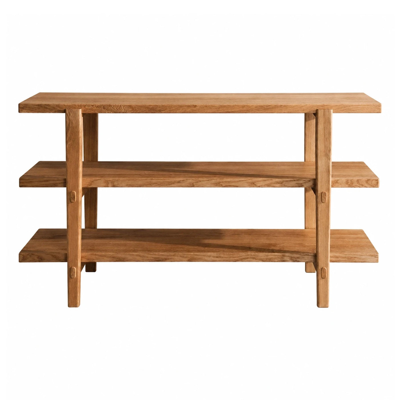 Three-Tier Solid Wood Console Table with Open Shelving