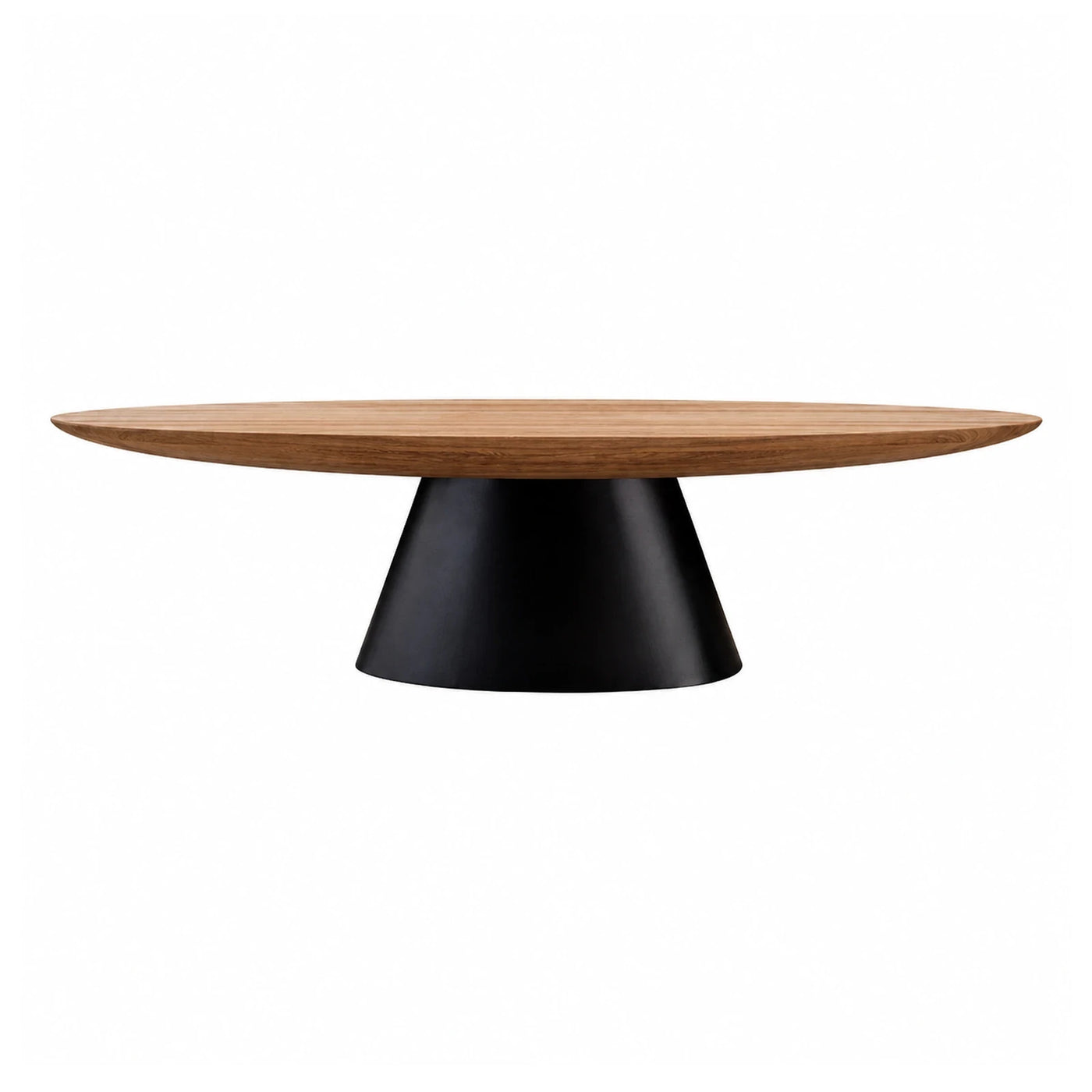 Round Wood Top Coffee Table with Black Conical Base