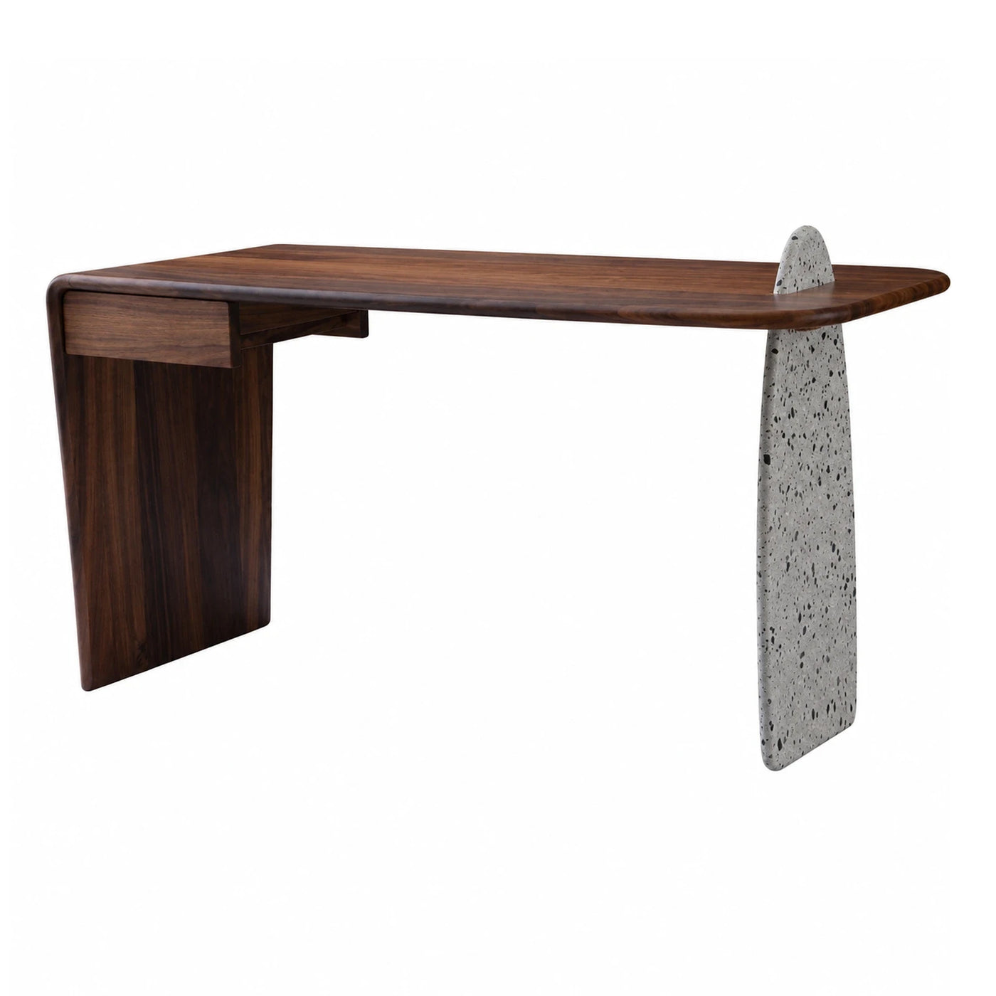 Walnut Wood Desk with Terrazzo Leg