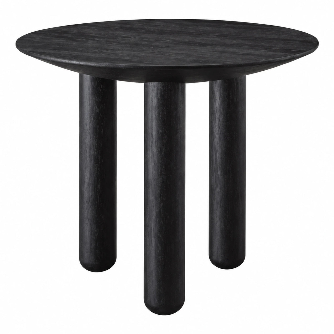 Black Round Wood Side Table with Three Legs