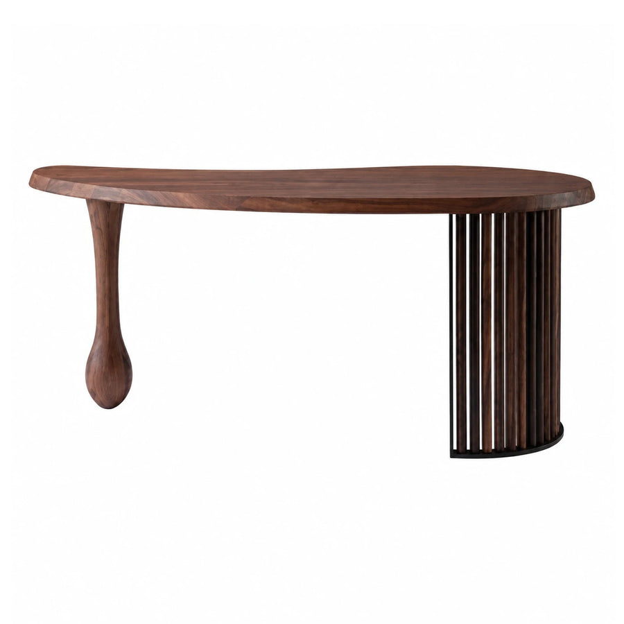 Oval Wood Console Table with Sculptural Legs