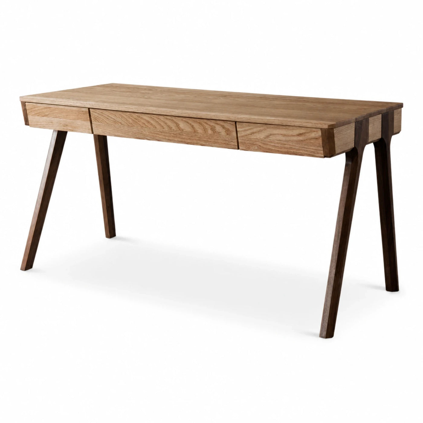 Three-Drawer Wood Desk with Tapered Legs