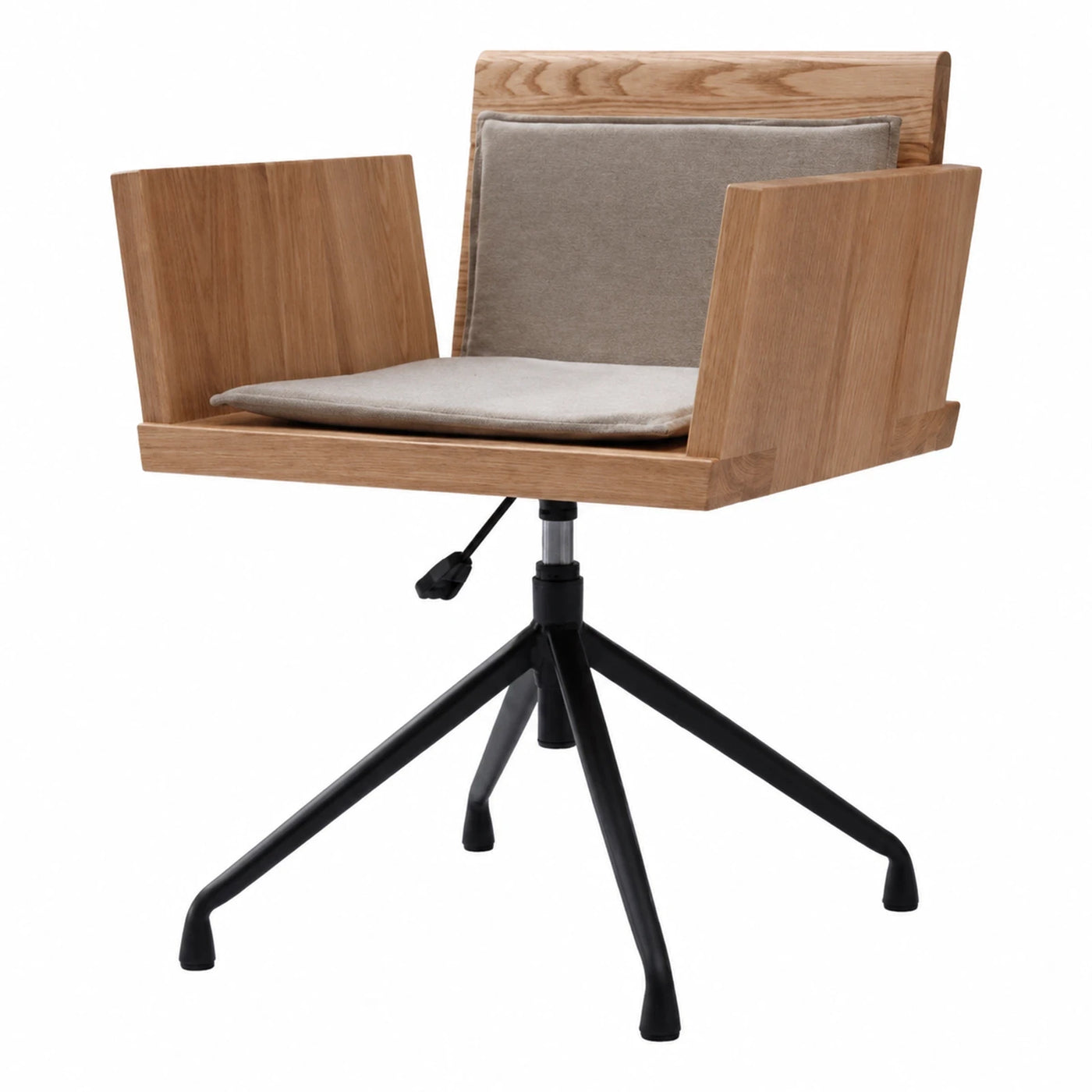 Wooden Swivel Chair with Grey Cushion