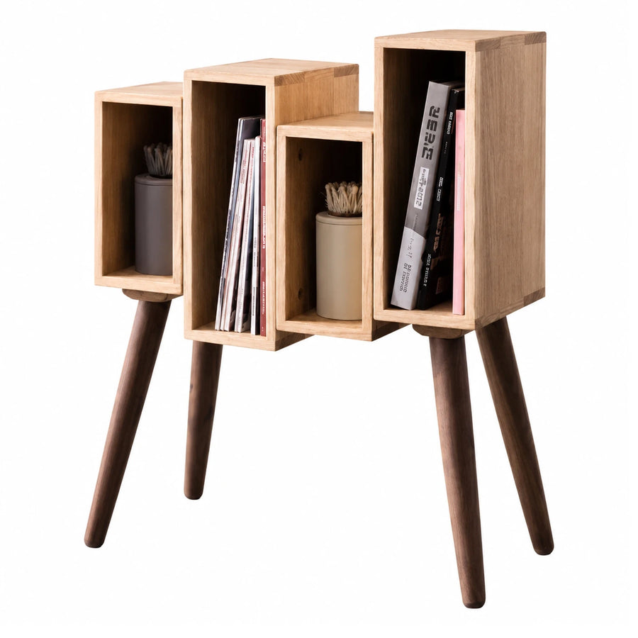 Wooden Modular Bookshelf with Tapered Legs