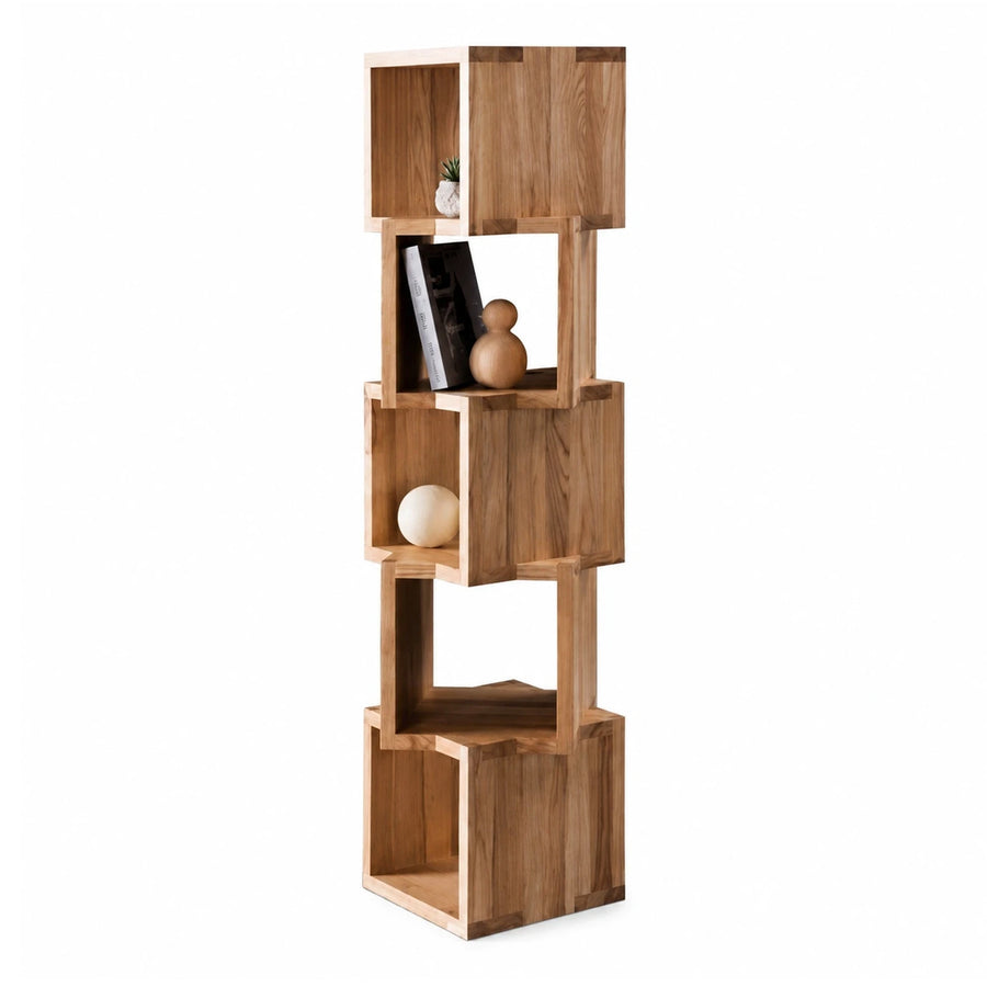 Modern Wooden Modular Bookcase with Open Cubby Shelves