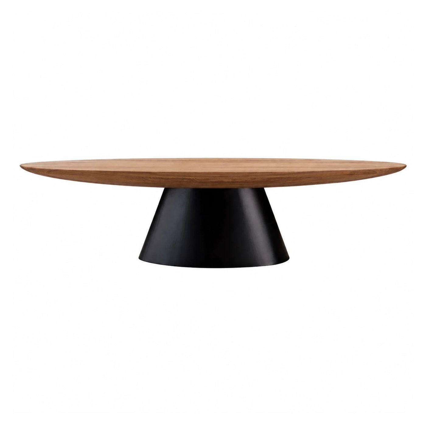 Round Wood Coffee Table on Black Cone Base