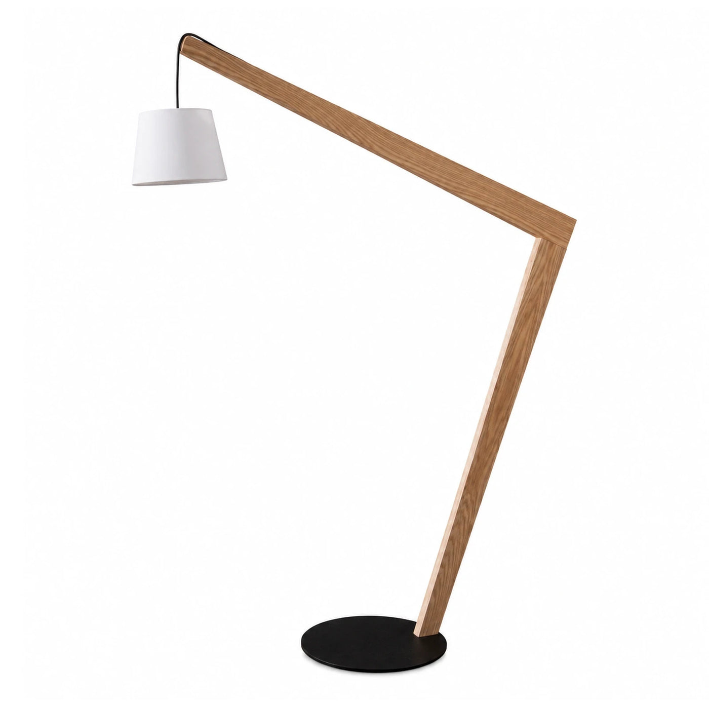 Modern Wooden Floor Lamp with White Shade