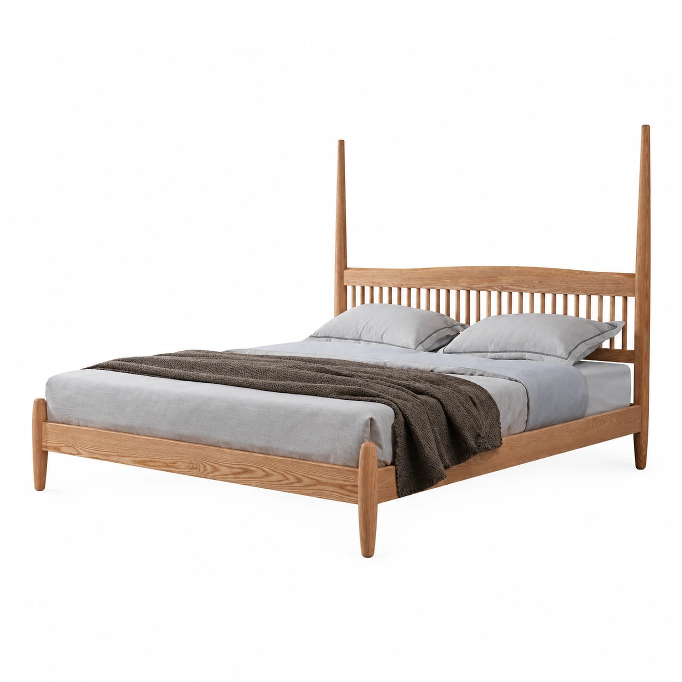 Solid Wood Spindle Bed Frame with Tall Posts