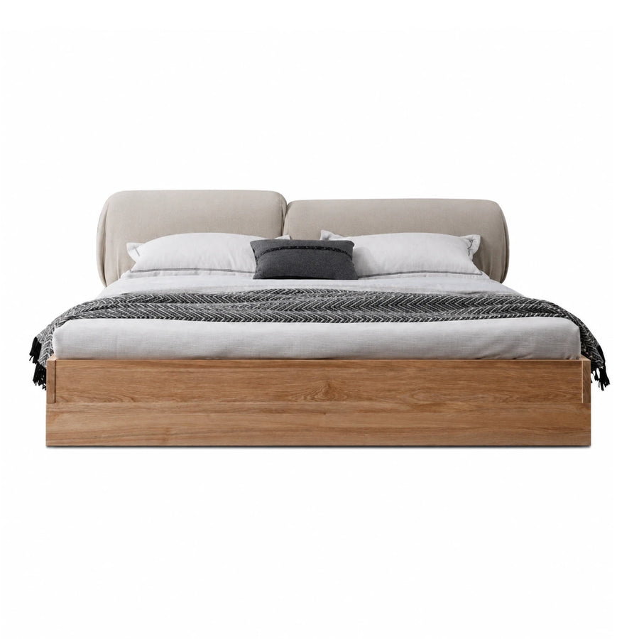 Modern Upholstered Platform Bed with Wooden Base