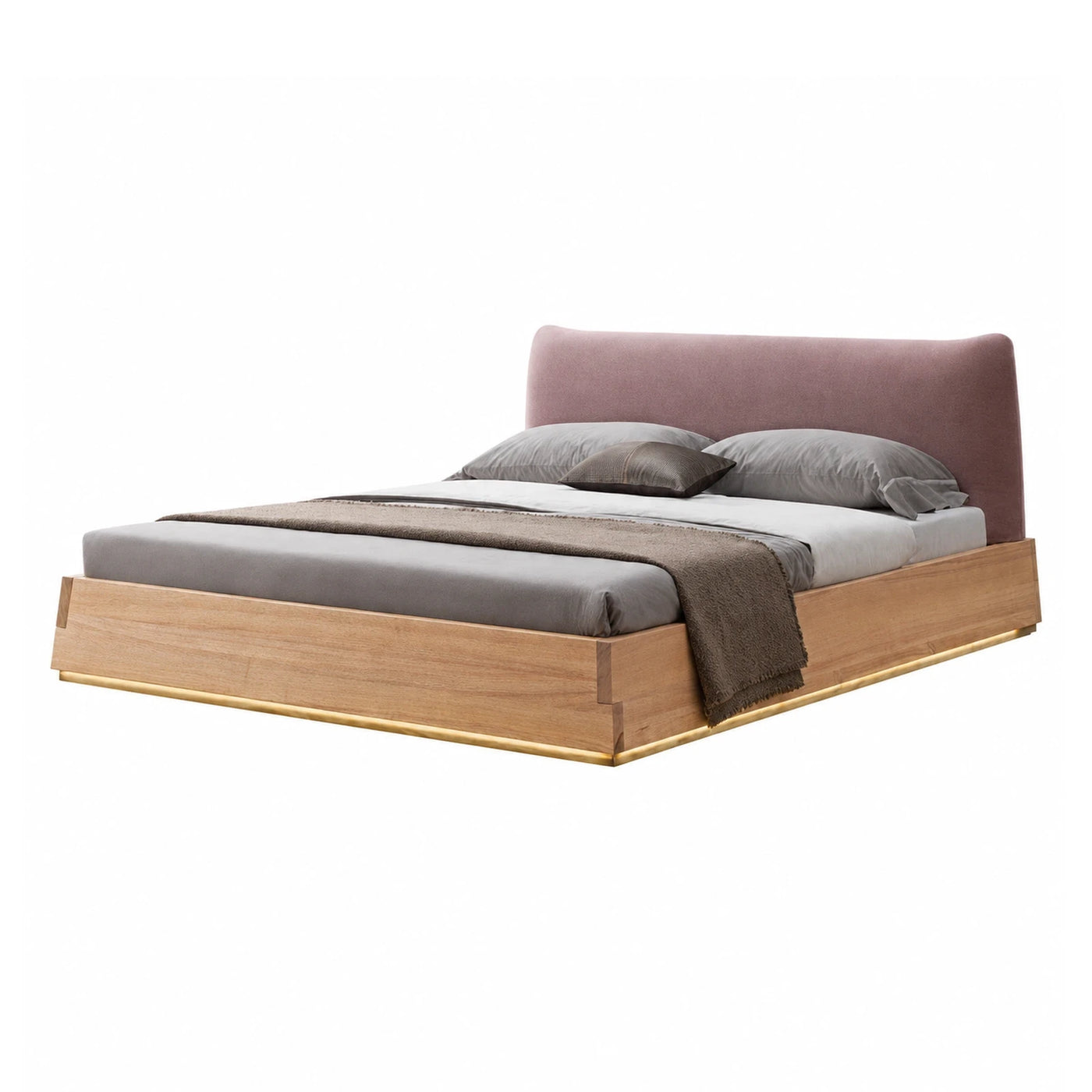 Modern Upholstered Platform Bed with LED Lighting