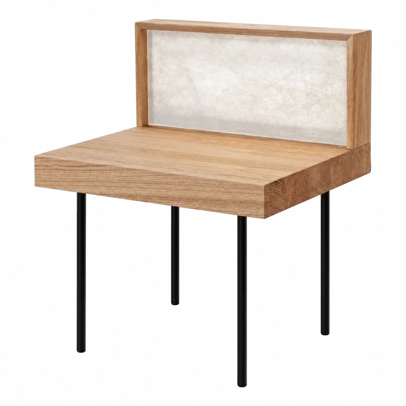 Wooden Desk with Marble Back Panel and Black Legs