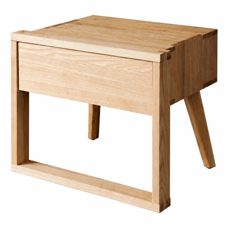 Light Oak Wood Nightstand with Drawer