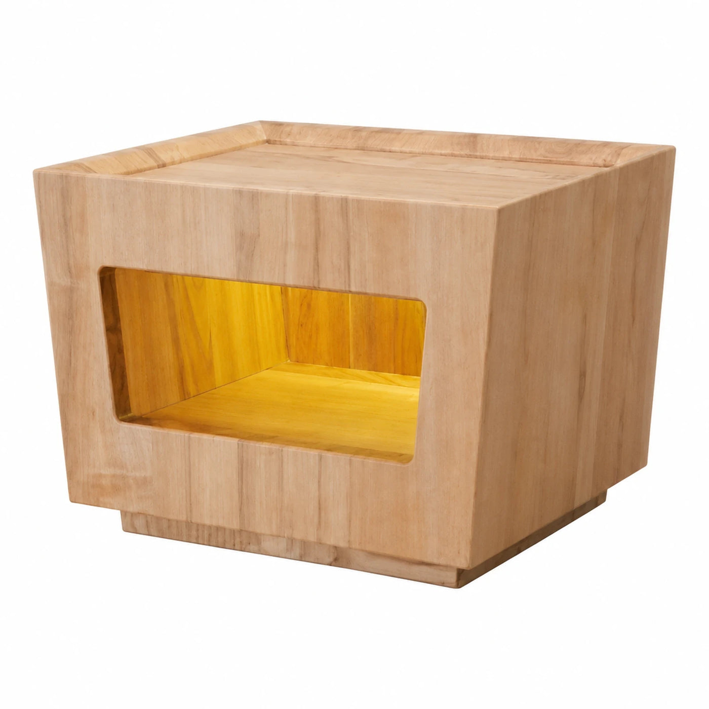 Light Wood Nightstand with Open Shelf