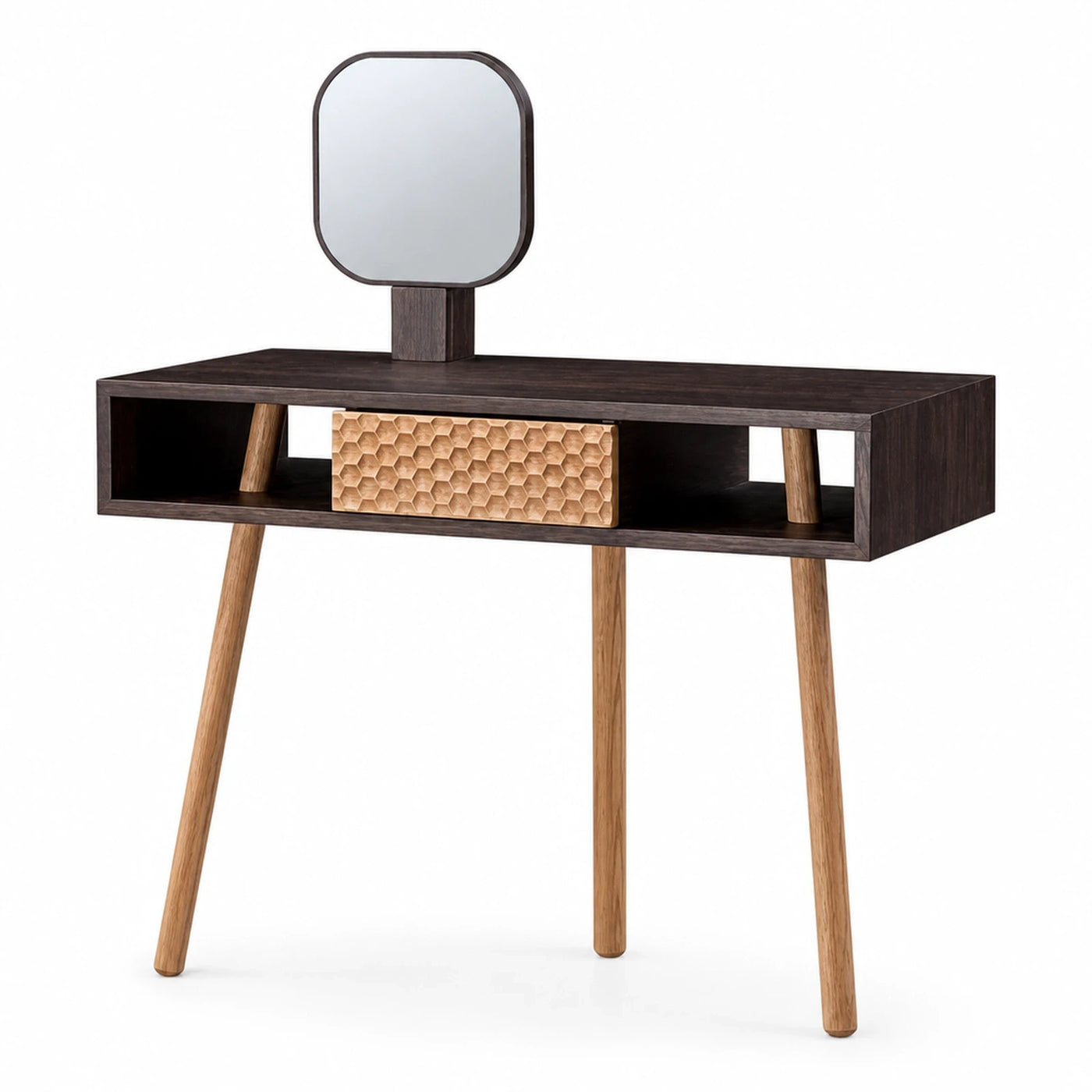 Modern Wooden Makeup Vanity with Mirror