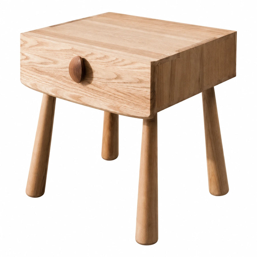 Solid Wood Nightstand with Drawer and Tapered Legs