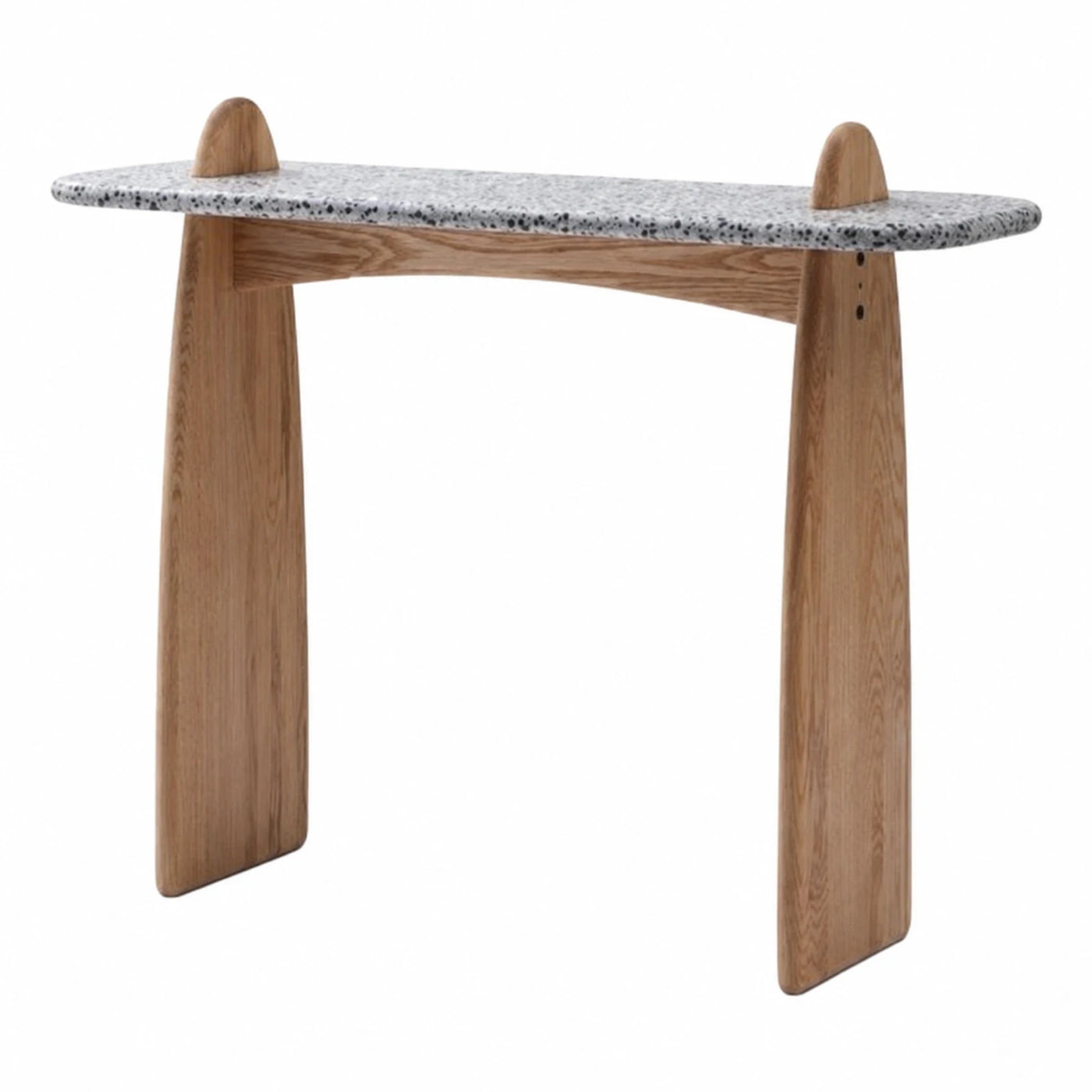 Oak Wood Console Table with Terrazzo Stone Top
