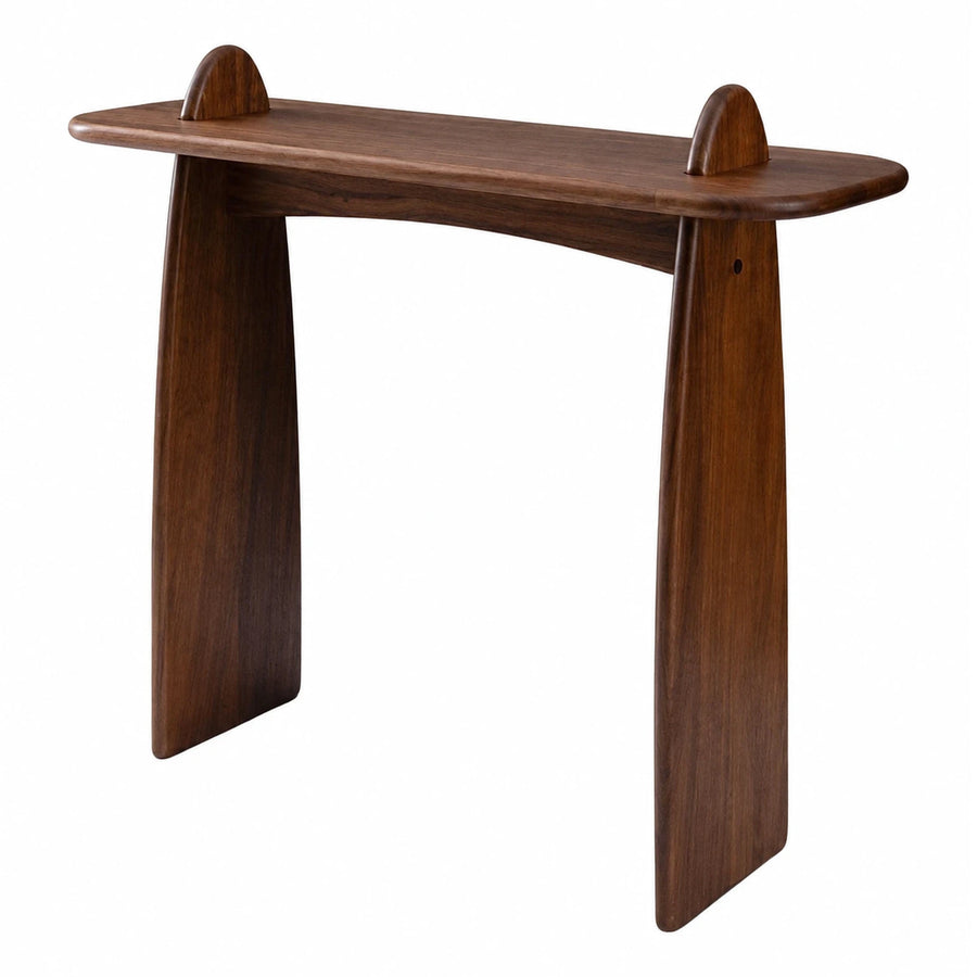 Walnut Wood Console Table with Sculptural Legs