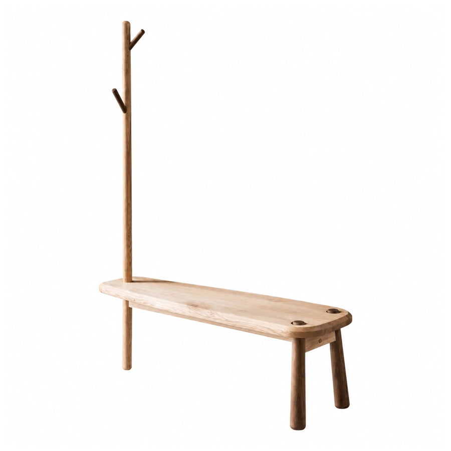 Wooden Hall Tree Bench with Coat Hooks