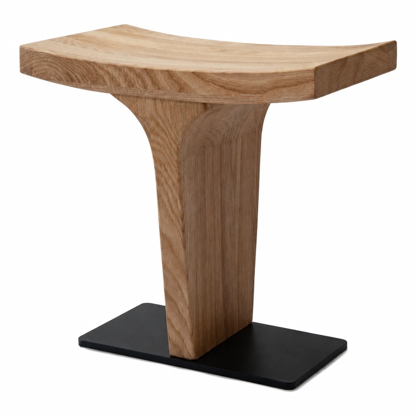 Solid Wood Side Table with Black Metal Base