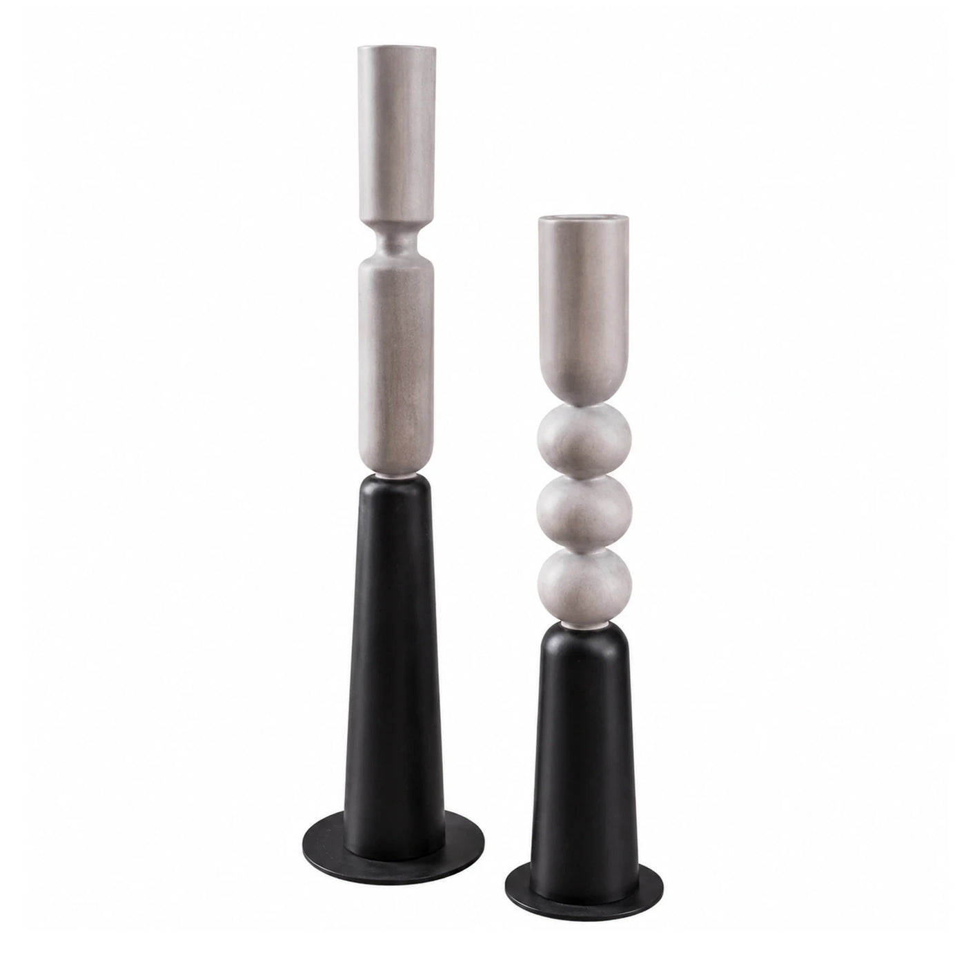 Modern Black and Grey Candlestick Holders