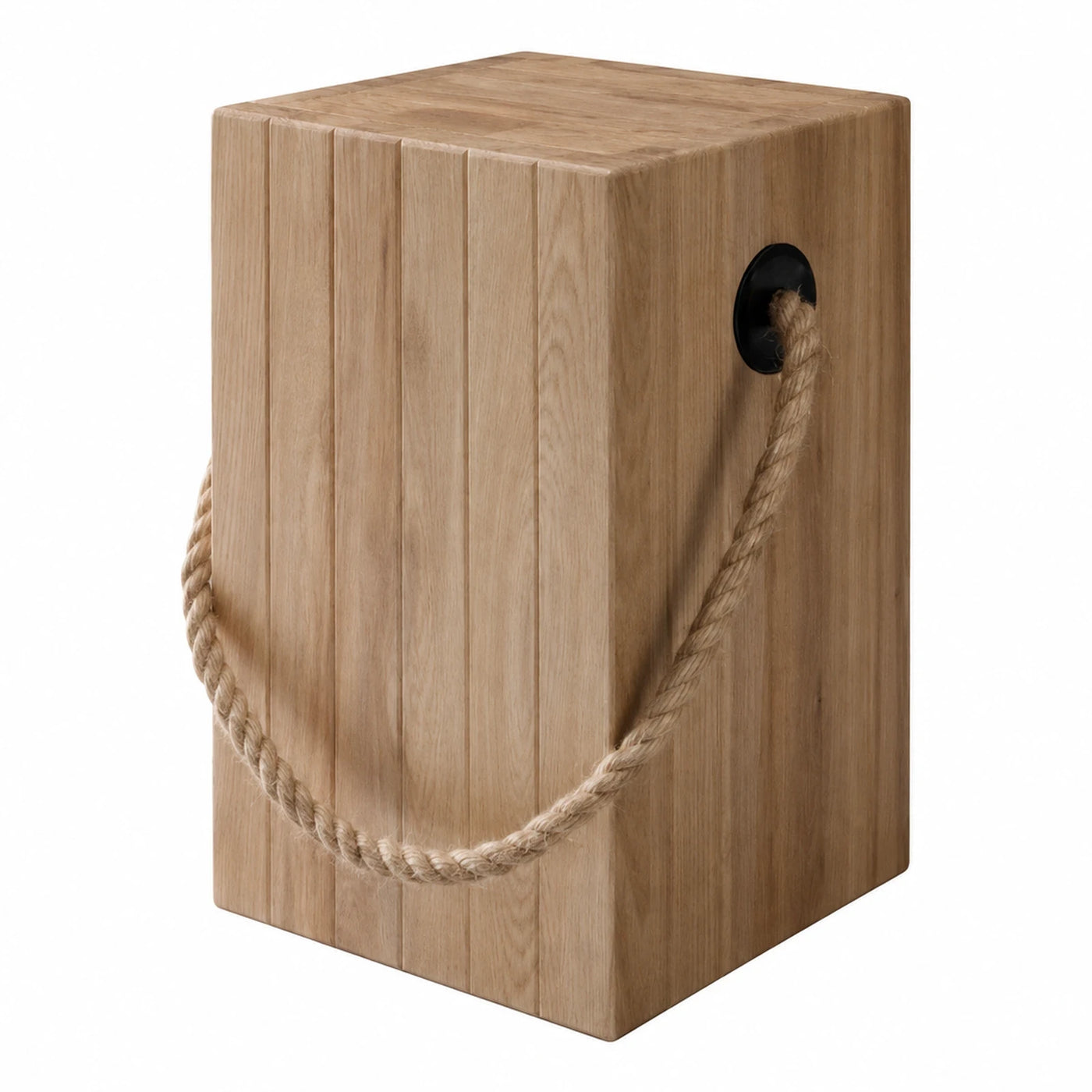 Wooden Stool with Rope Handle