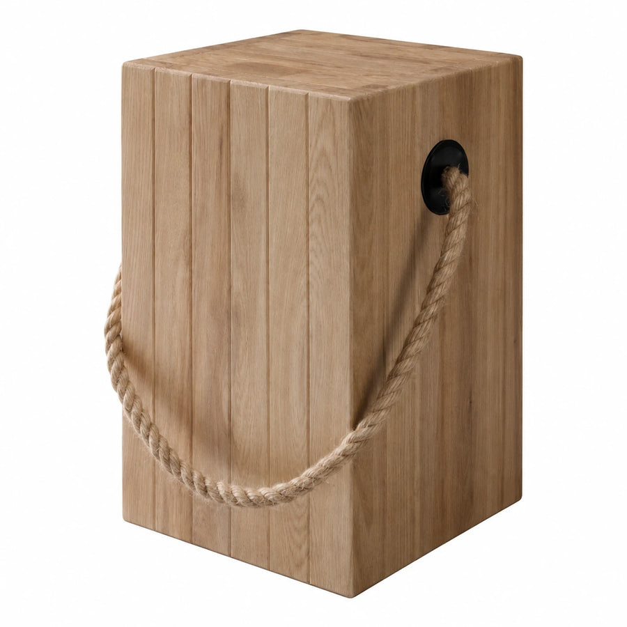 Wooden Stool with Rope Handle