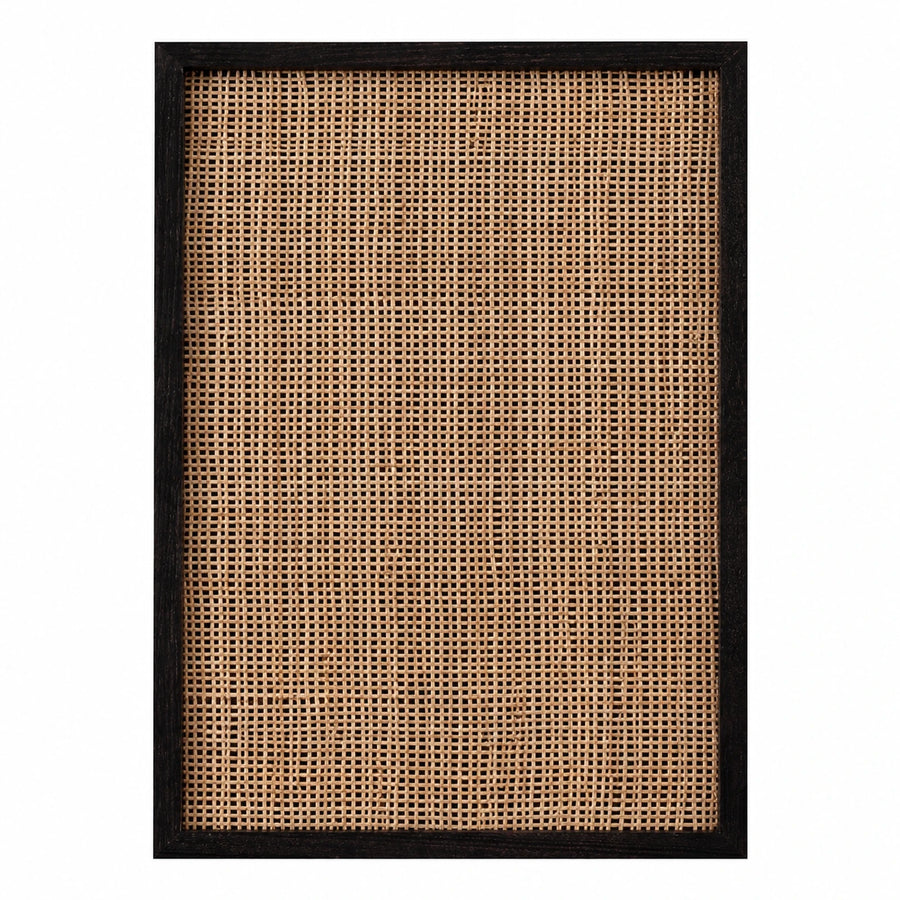 Black Wood Frame Rattan Panel