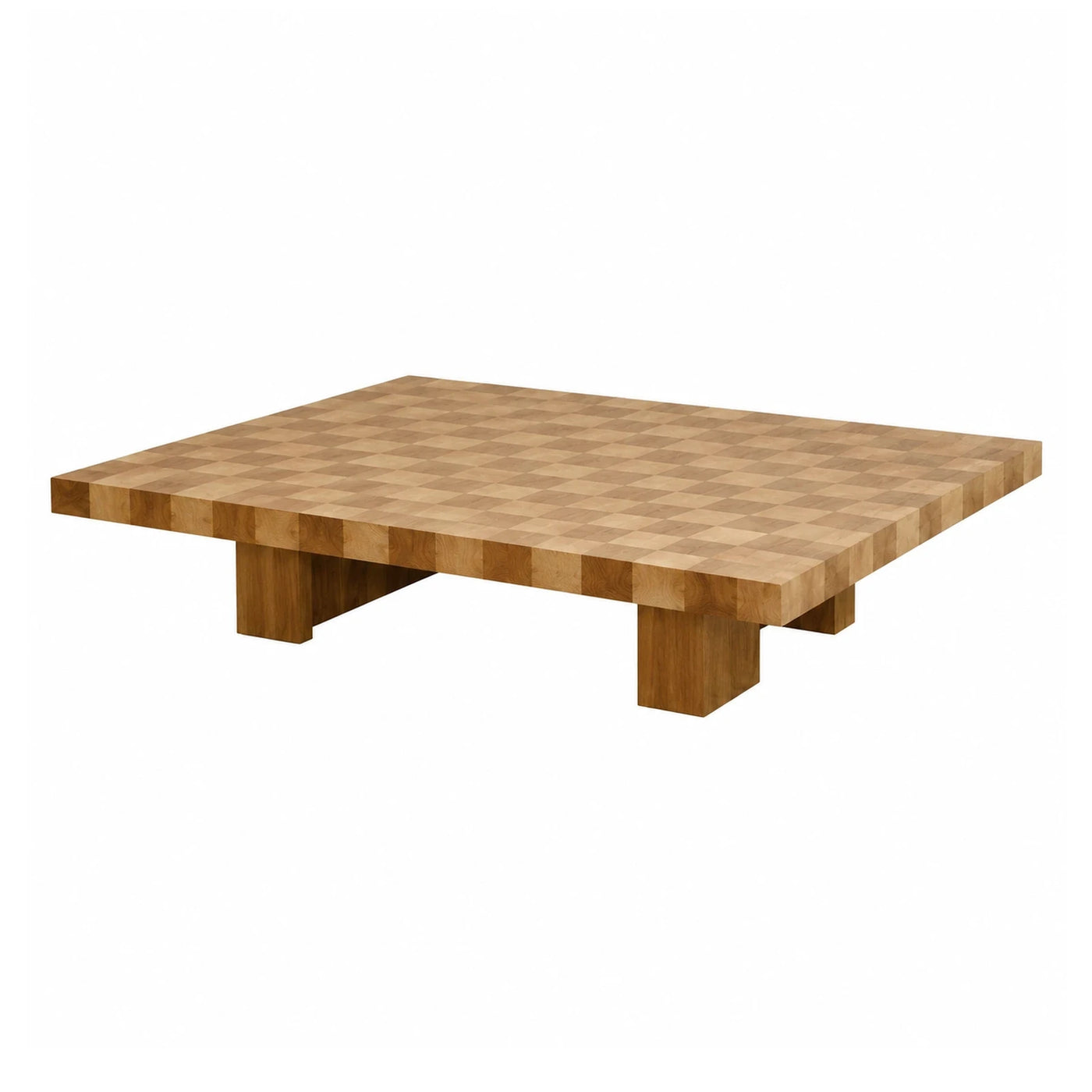 Square Checkerboard Wood Coffee Table