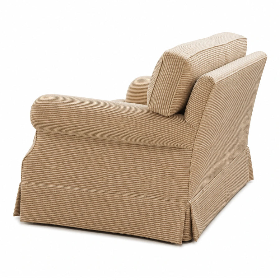 Beige Corduroy Armchair with Skirted Base