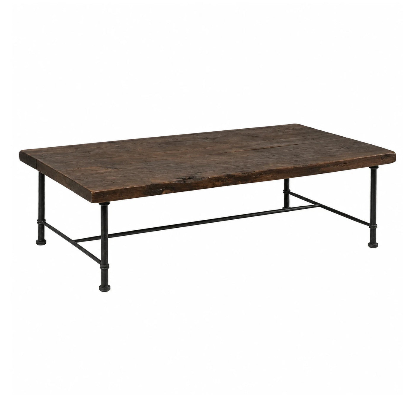 Rustic Wood Coffee Table with Black Metal Pipe Legs