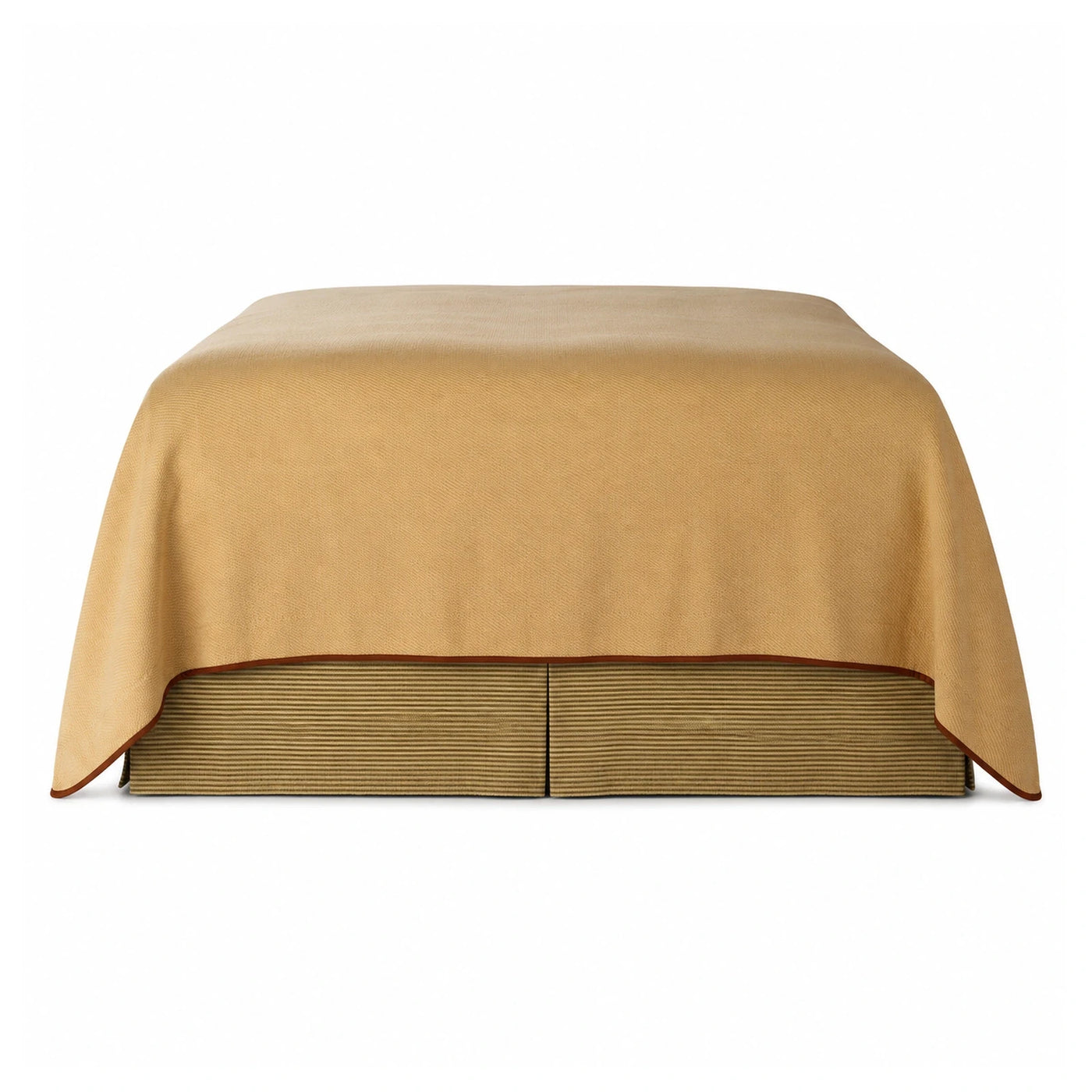 Tan Fabric Covered Storage Ottoman Bench