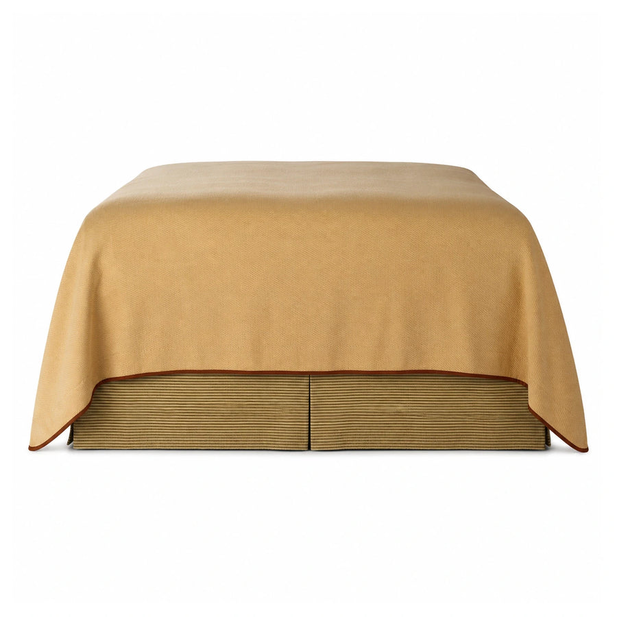 Tan Fabric Covered Storage Ottoman Bench